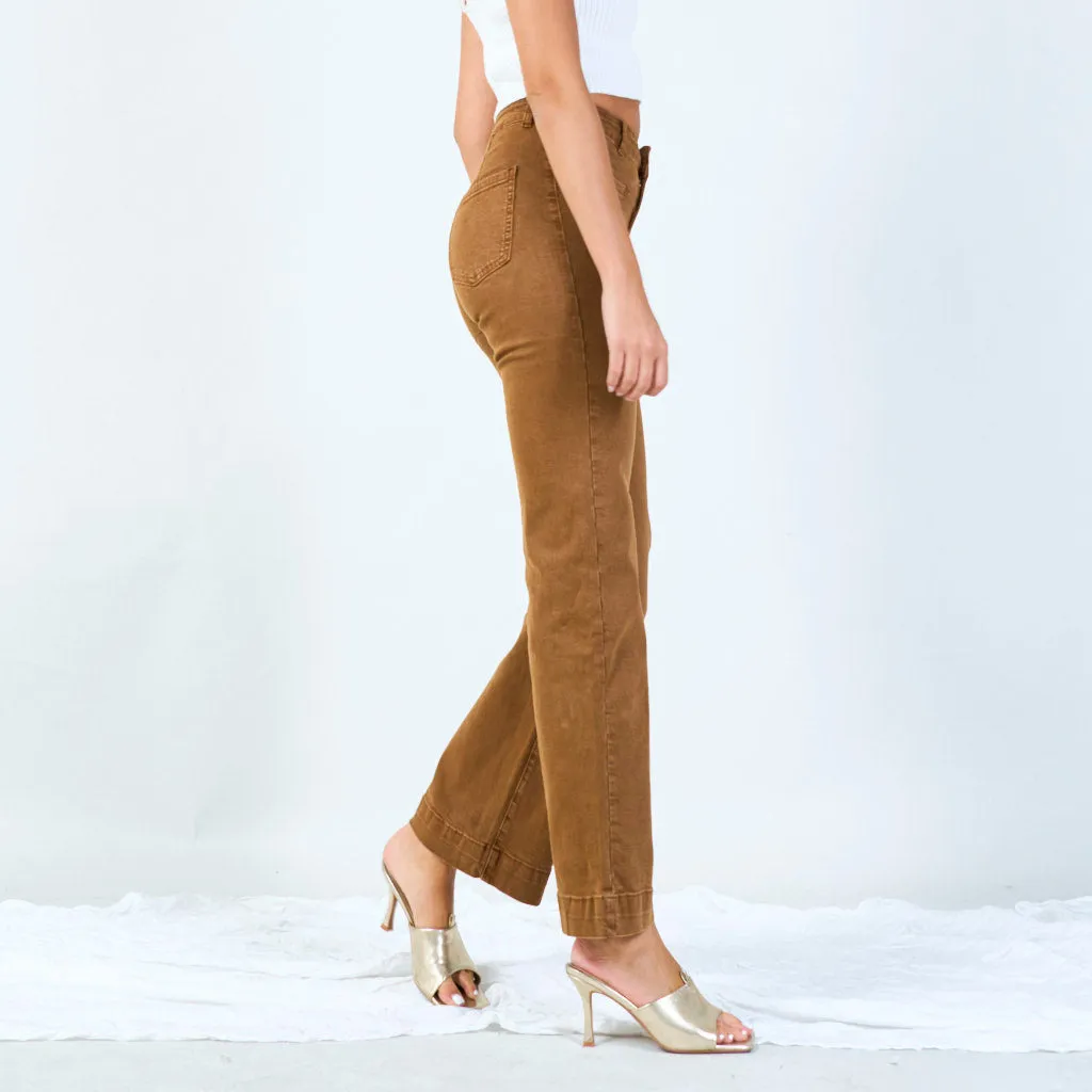 High-waisted wide-leg trousers with raw hem wholesale