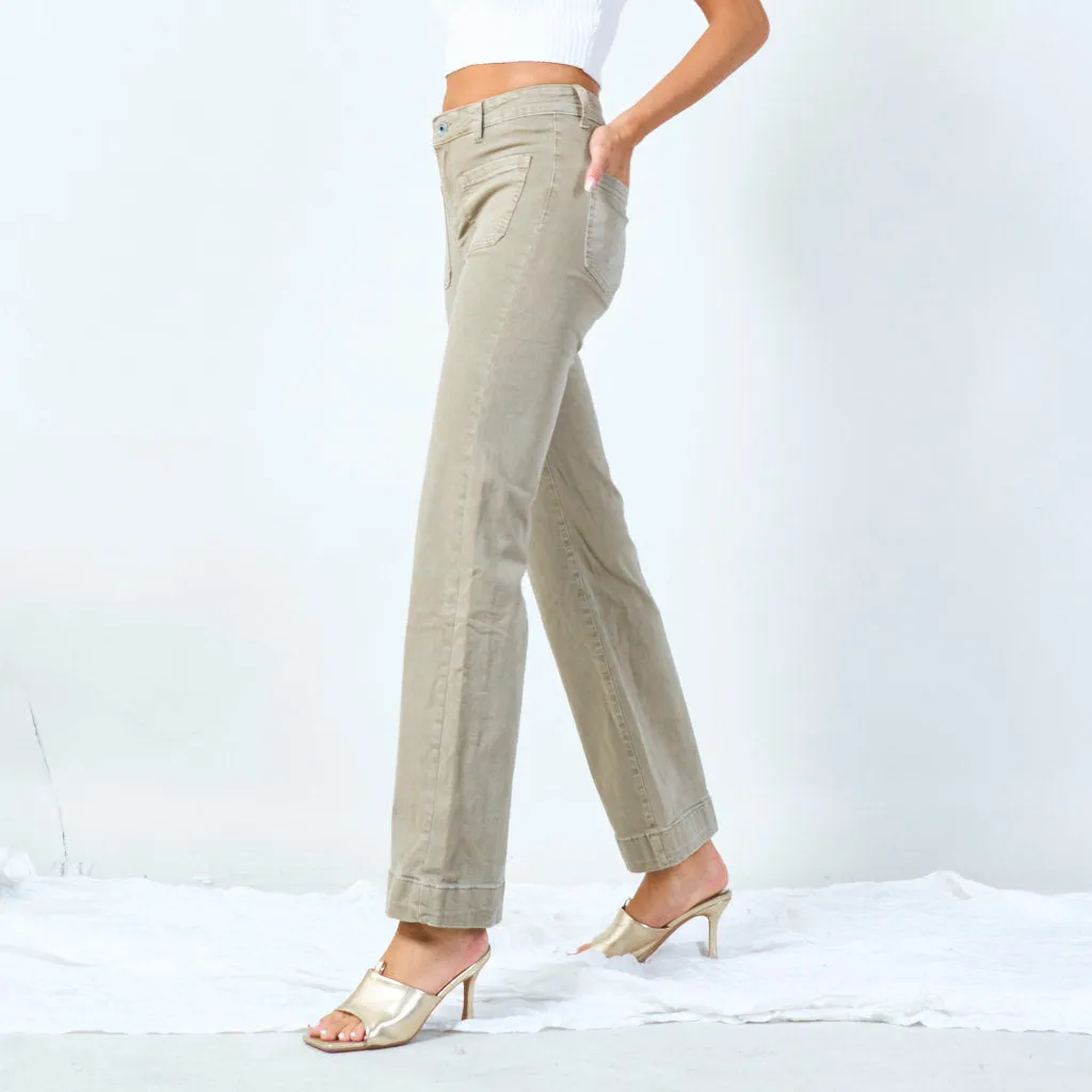 High-waisted wide-leg trousers with raw hem wholesale