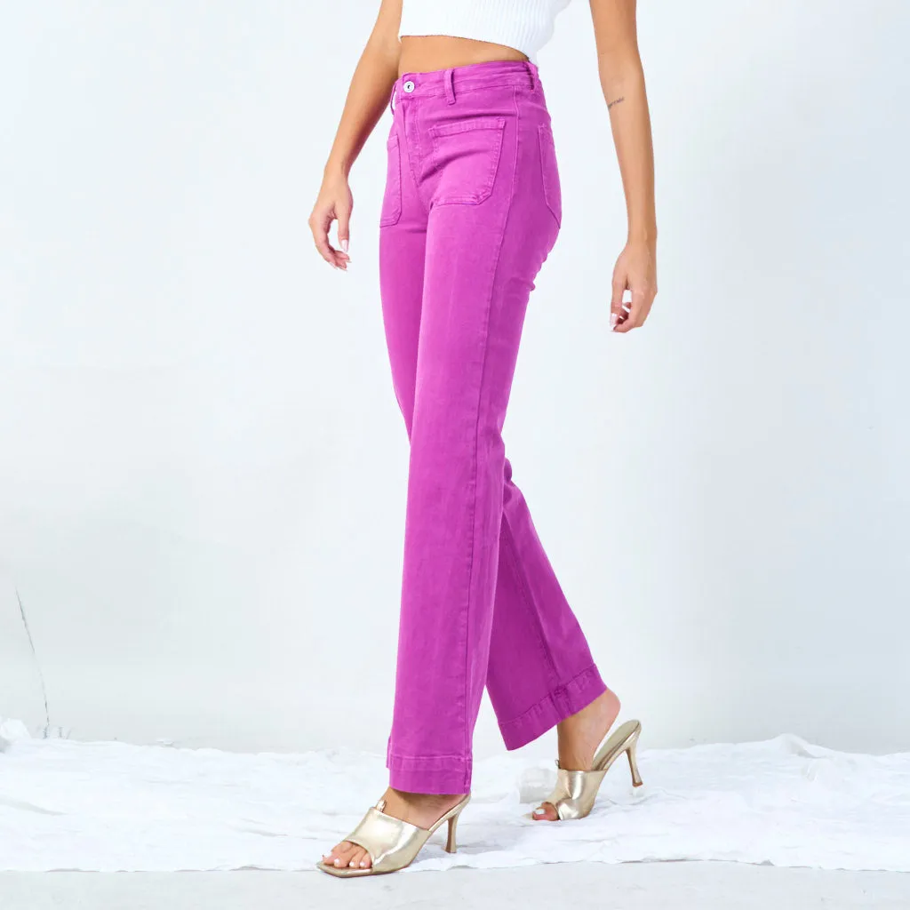 High-waisted wide-leg trousers with raw hem wholesale