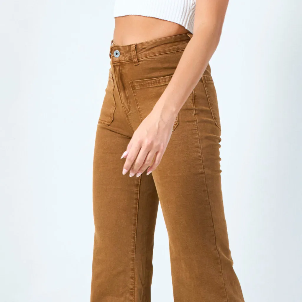 High-waisted wide-leg trousers with raw hem wholesale