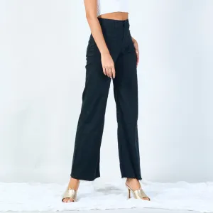 High-waisted wide-leg trousers with raw hem wholesale