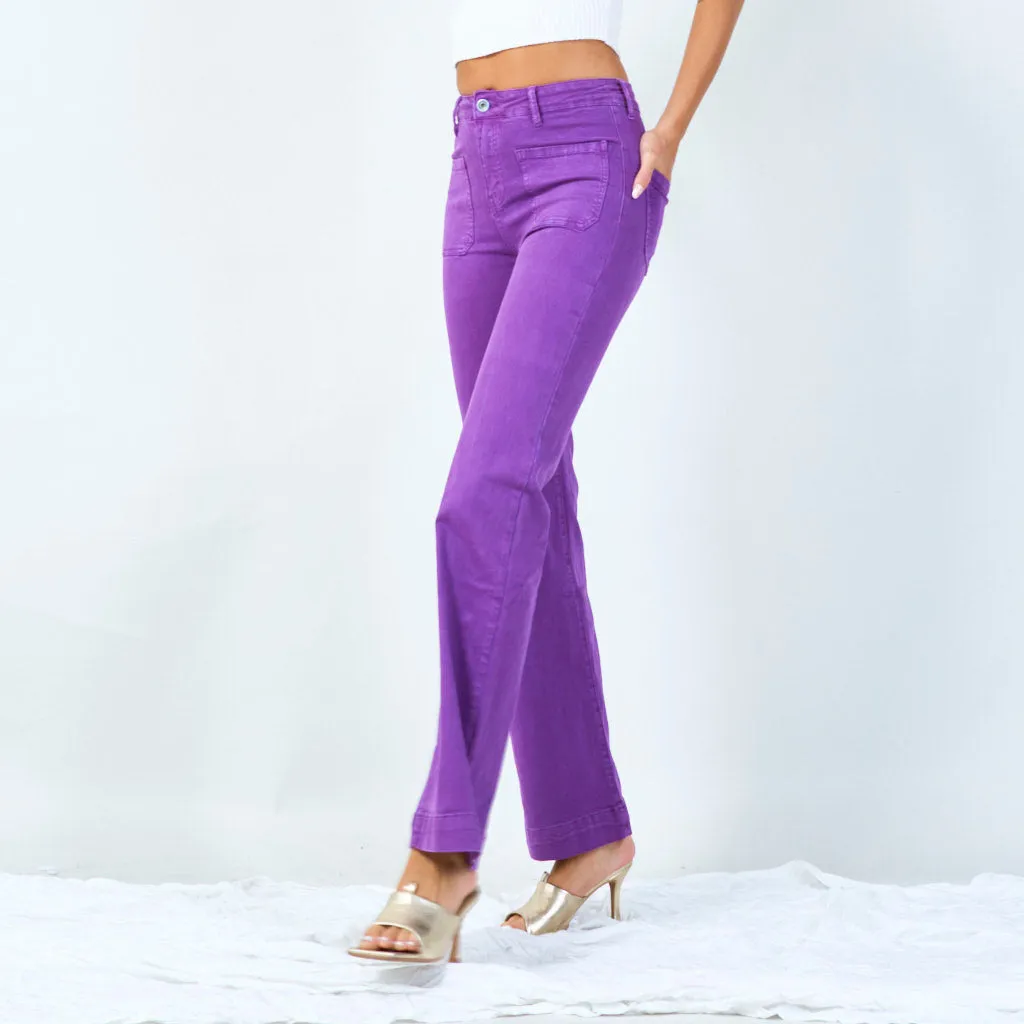 High-waisted wide-leg trousers with raw hem wholesale