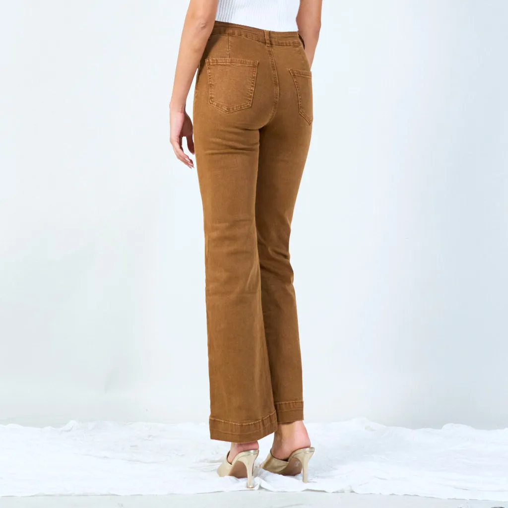 High-waisted wide-leg trousers with raw hem wholesale