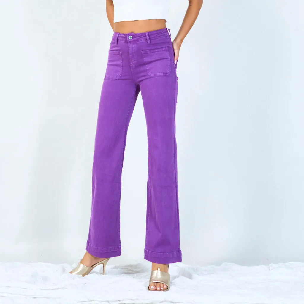 High-waisted wide-leg trousers with raw hem wholesale