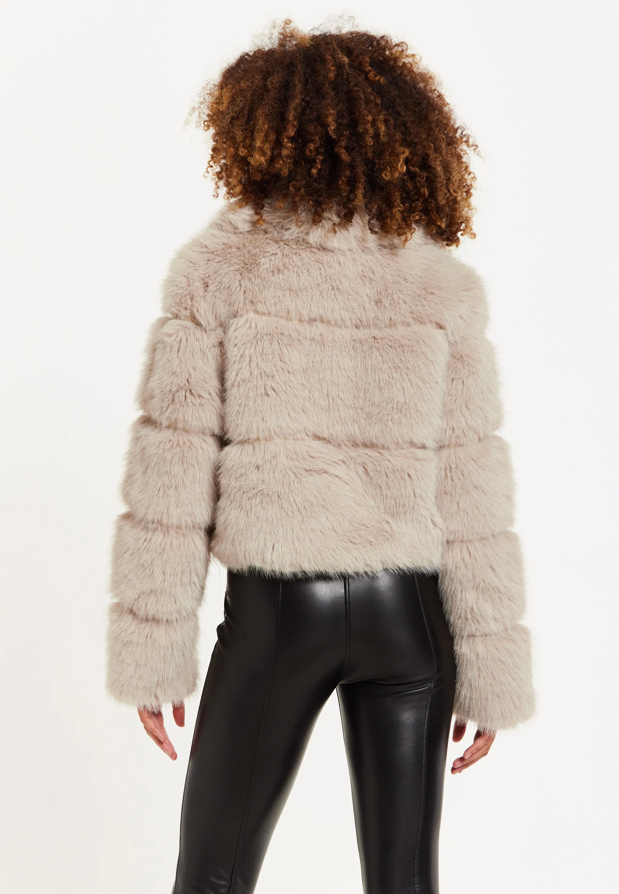 House of Holland Mocha Faux Fur Cropped Jacket