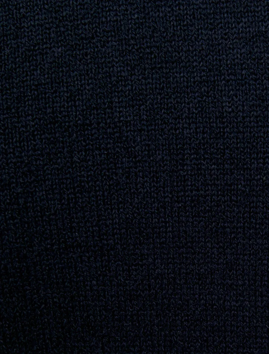 Houston Basic Crew Neck Knitted Jumper in Dark Navy - Kensington Eastside