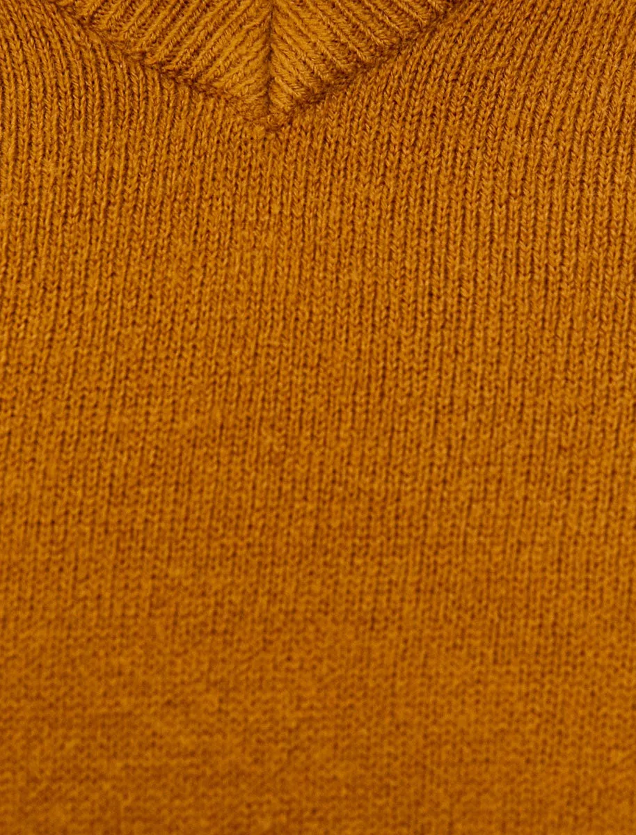 Kasso Soft V Neck Jumper In Mustard - Kensington Eastside