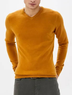 Kasso Soft V Neck Jumper In Mustard - Kensington Eastside