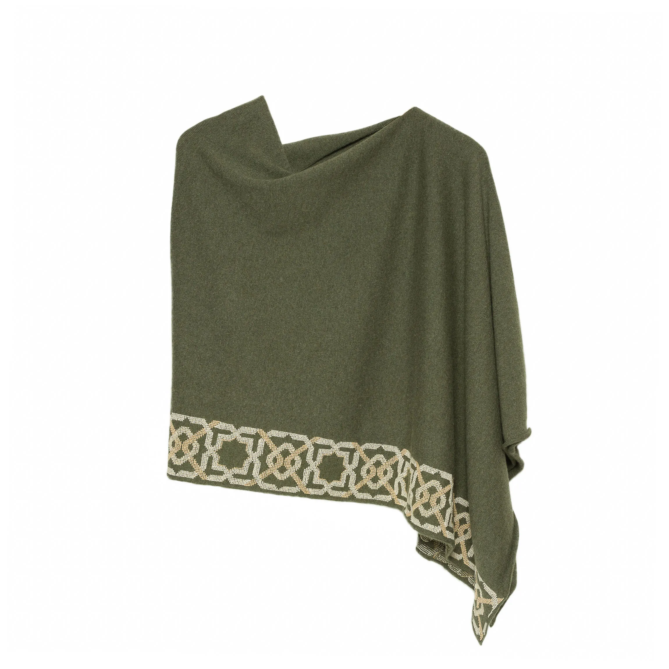 KHAKI CASHMERE PONCHO