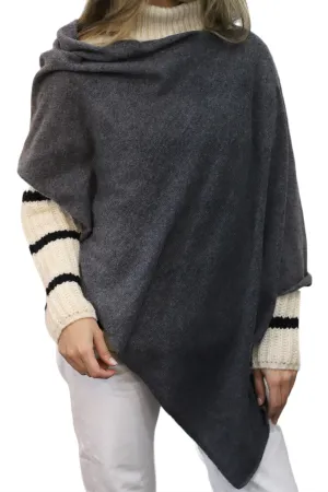 La Fiorentina Classic Poncho - 100% Cashmere - Dark Grey