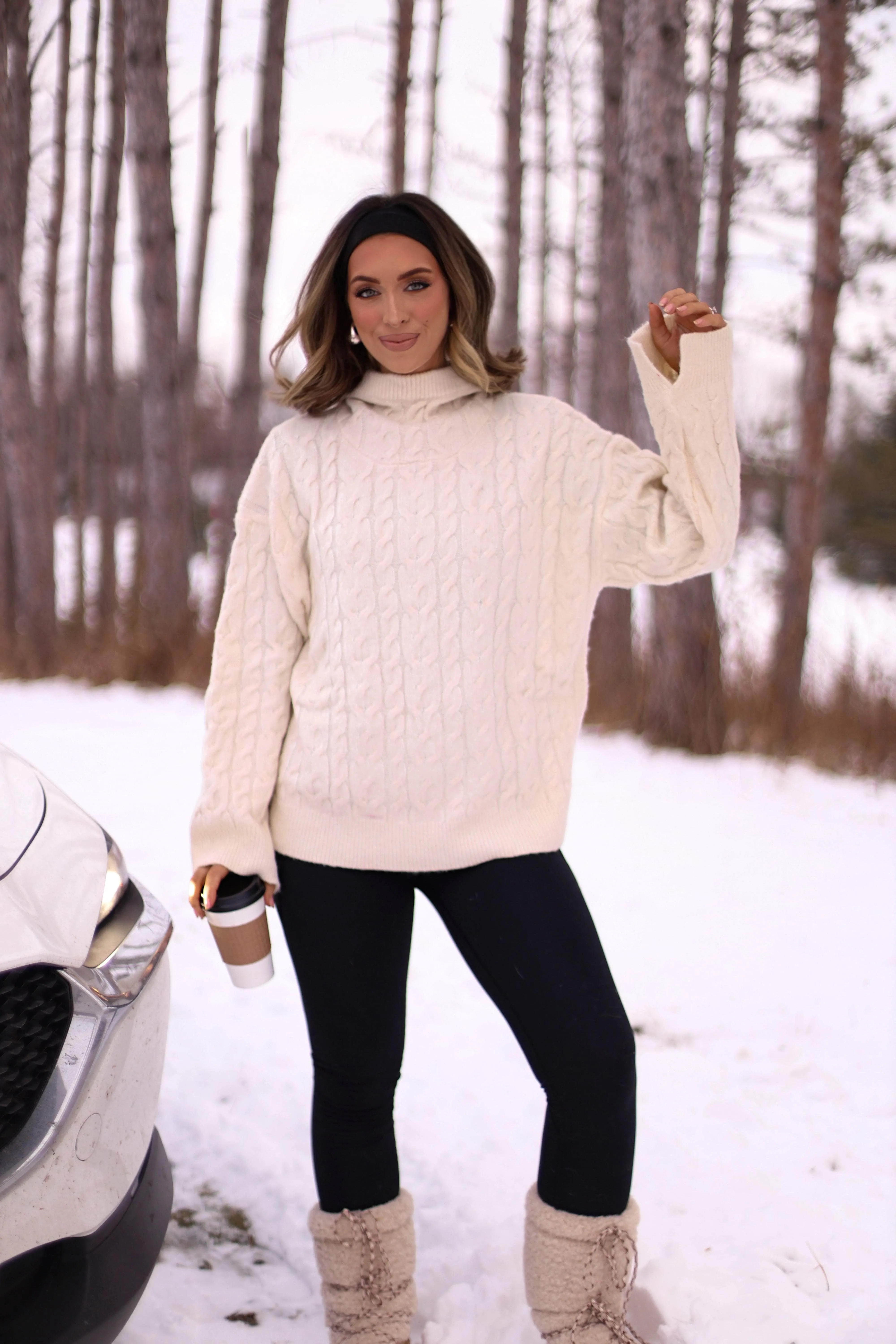 Log Cabin Cable Knit Sweater