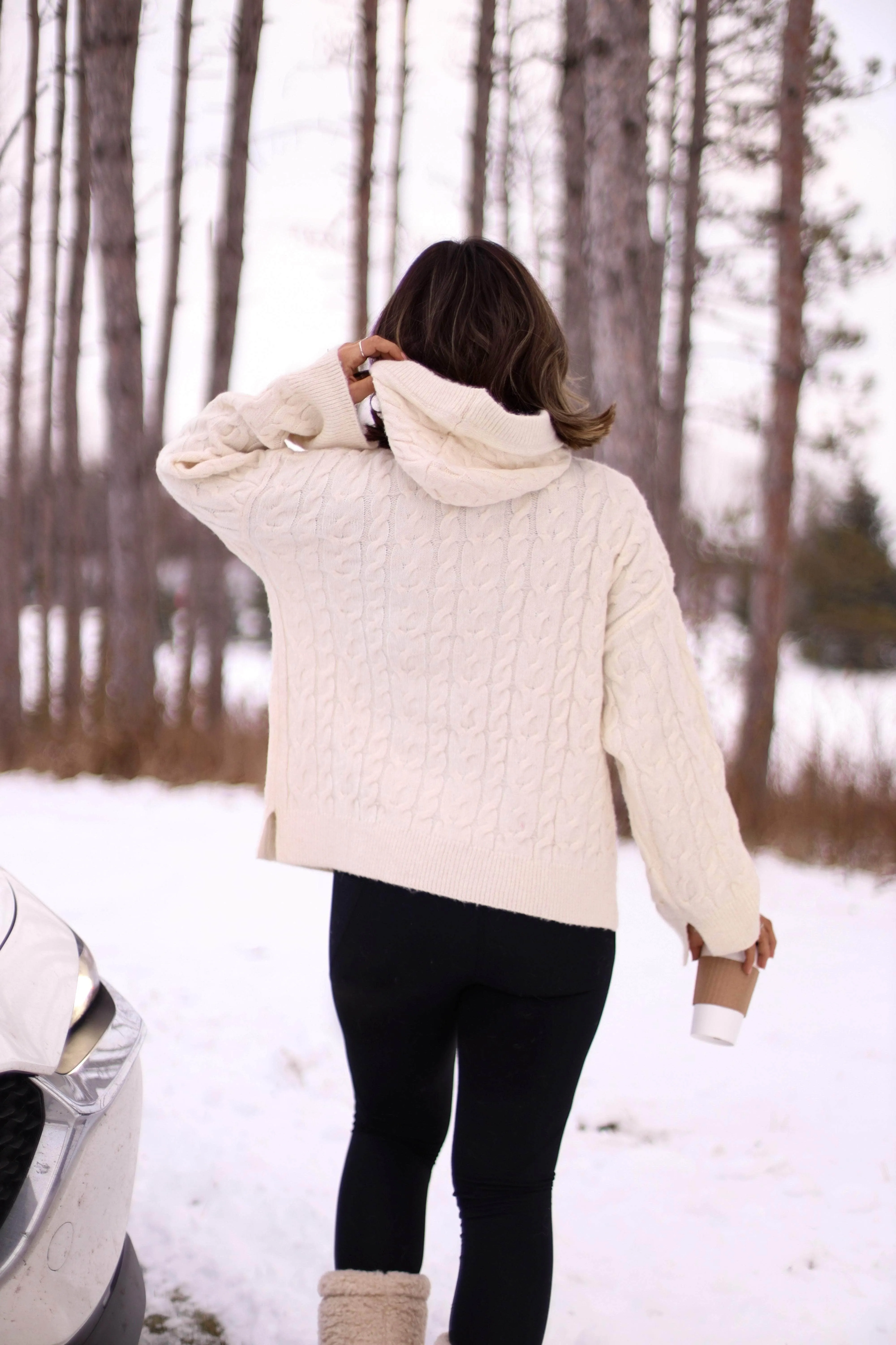 Log Cabin Cable Knit Sweater