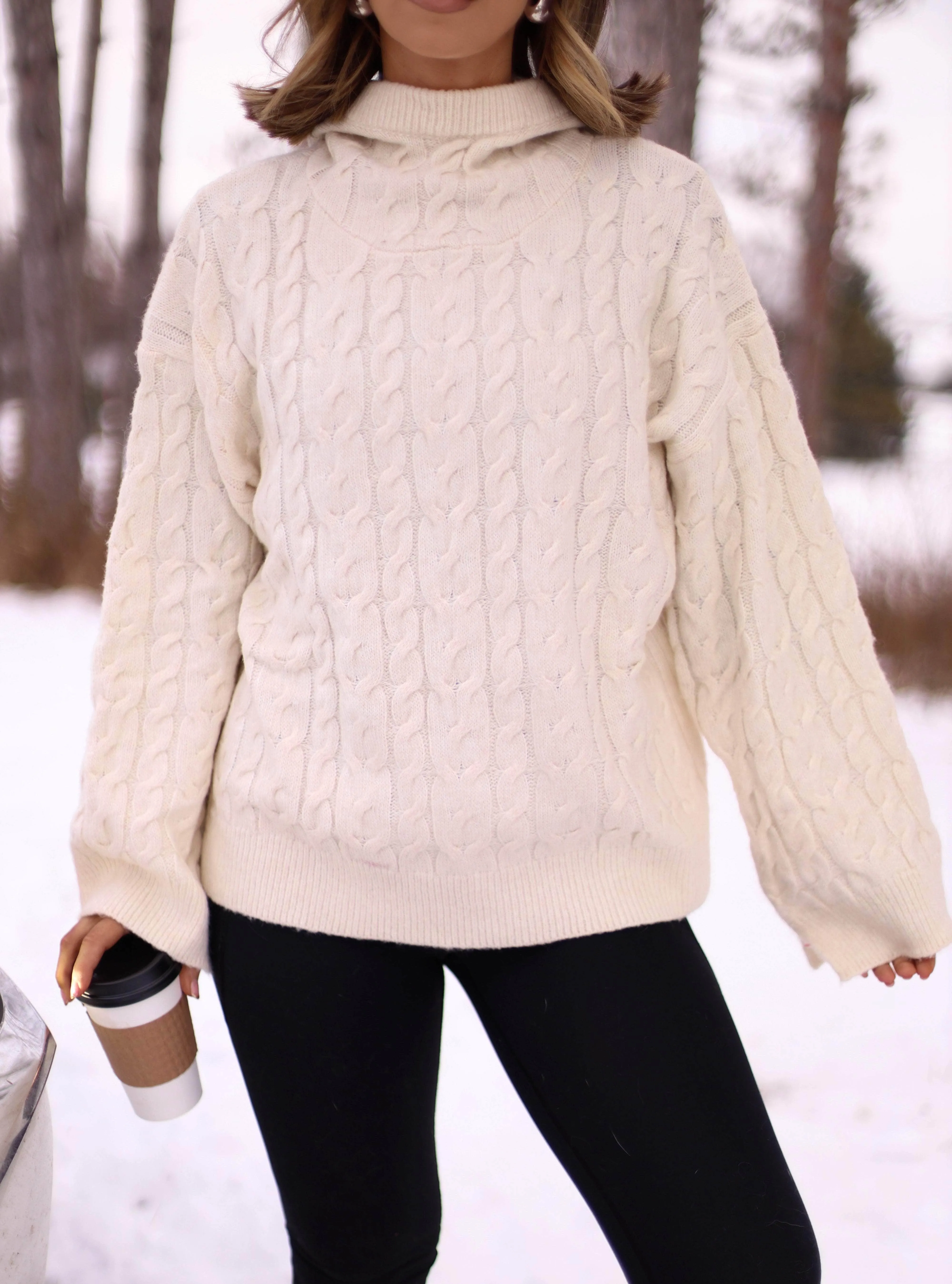 Log Cabin Cable Knit Sweater