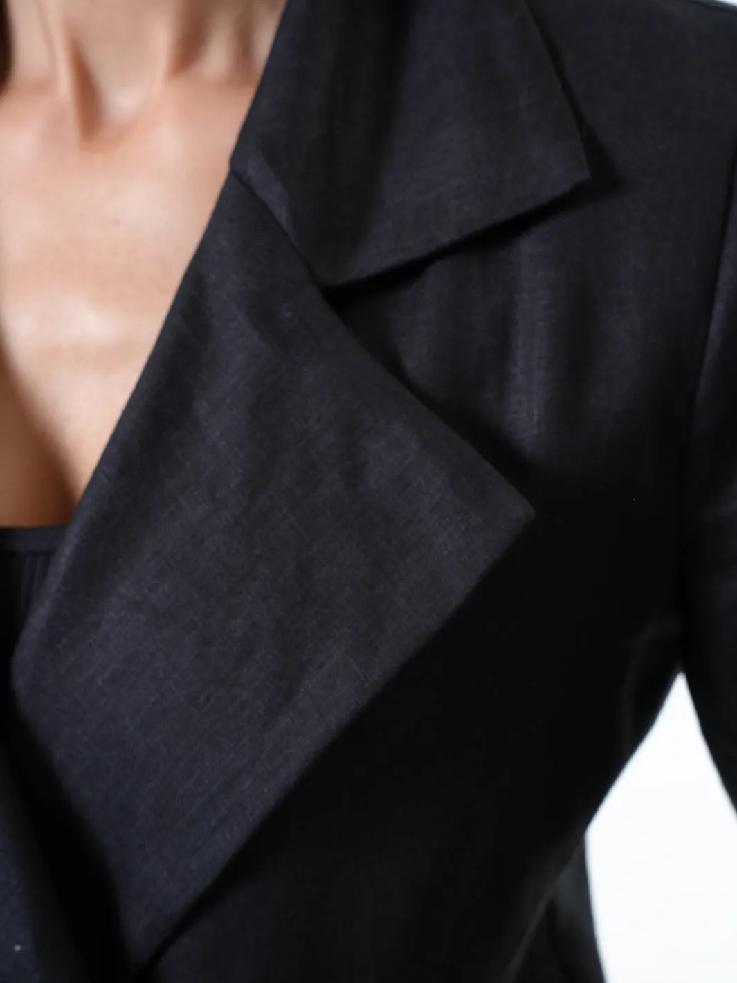 Long Black Linen Blazer