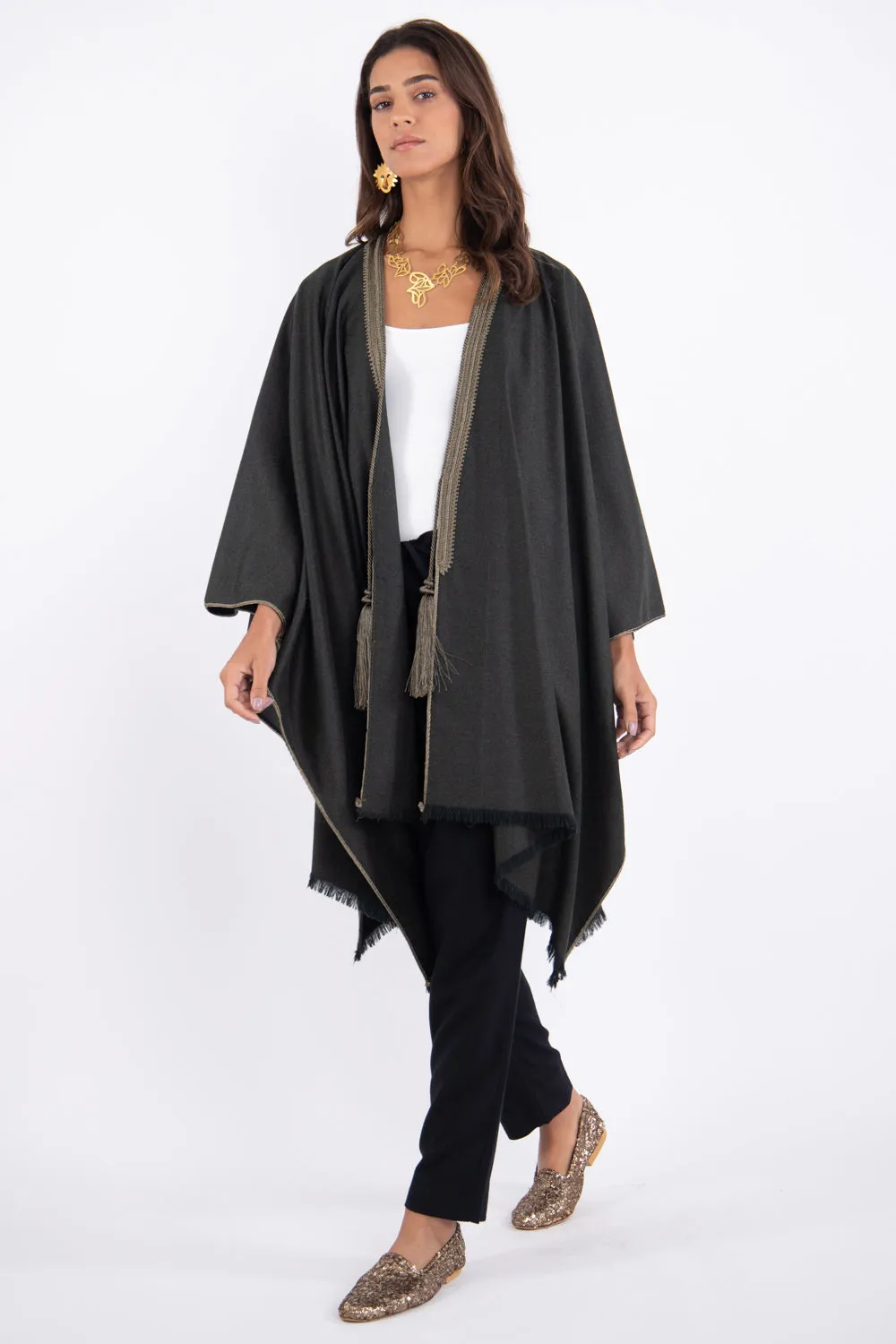 Loro Piana Cashmere Olive Poncho