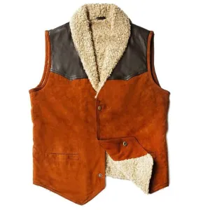 Men Shearling Suede Leather Vest