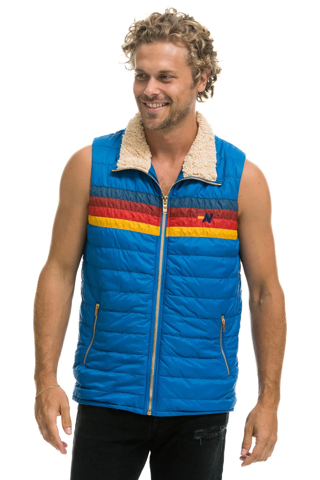 MEN'S 4 STRIPE VEST SHERPA- SNORKEL BLUE