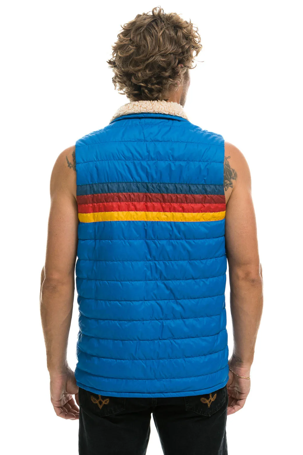 MEN'S 4 STRIPE VEST SHERPA- SNORKEL BLUE