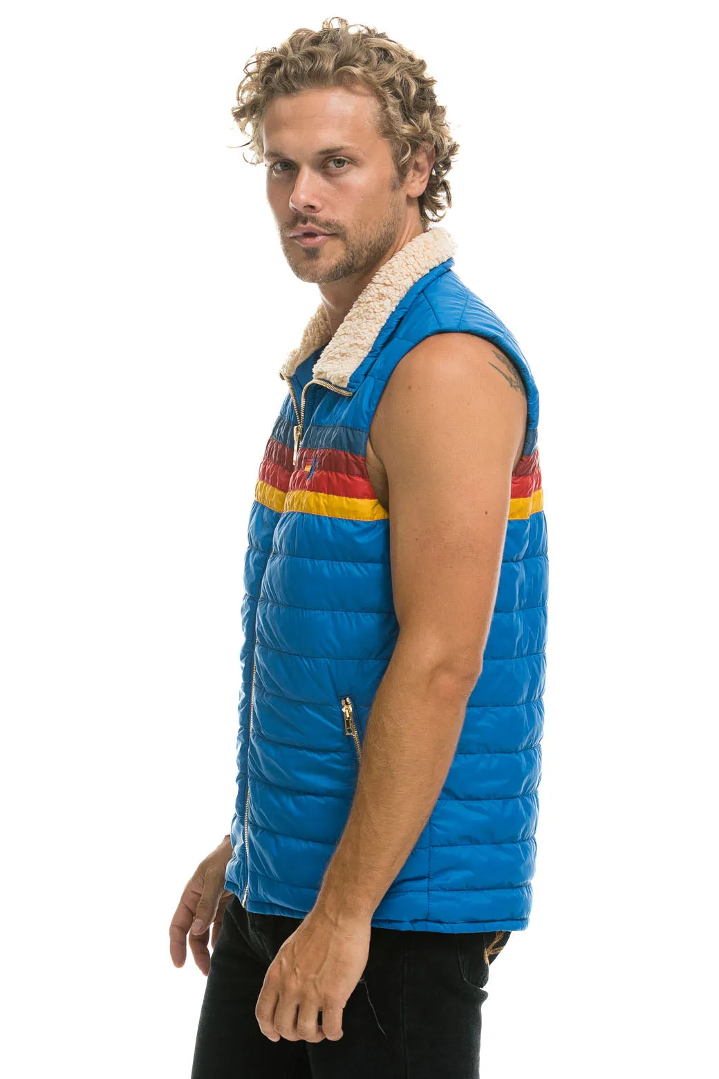 MEN'S 4 STRIPE VEST SHERPA- SNORKEL BLUE