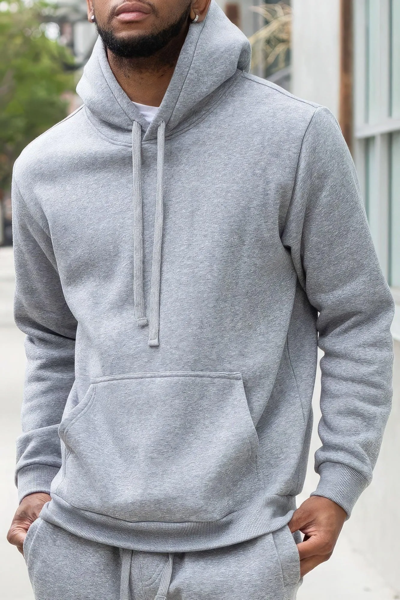 Mens Heather Grey Fleece Pullover