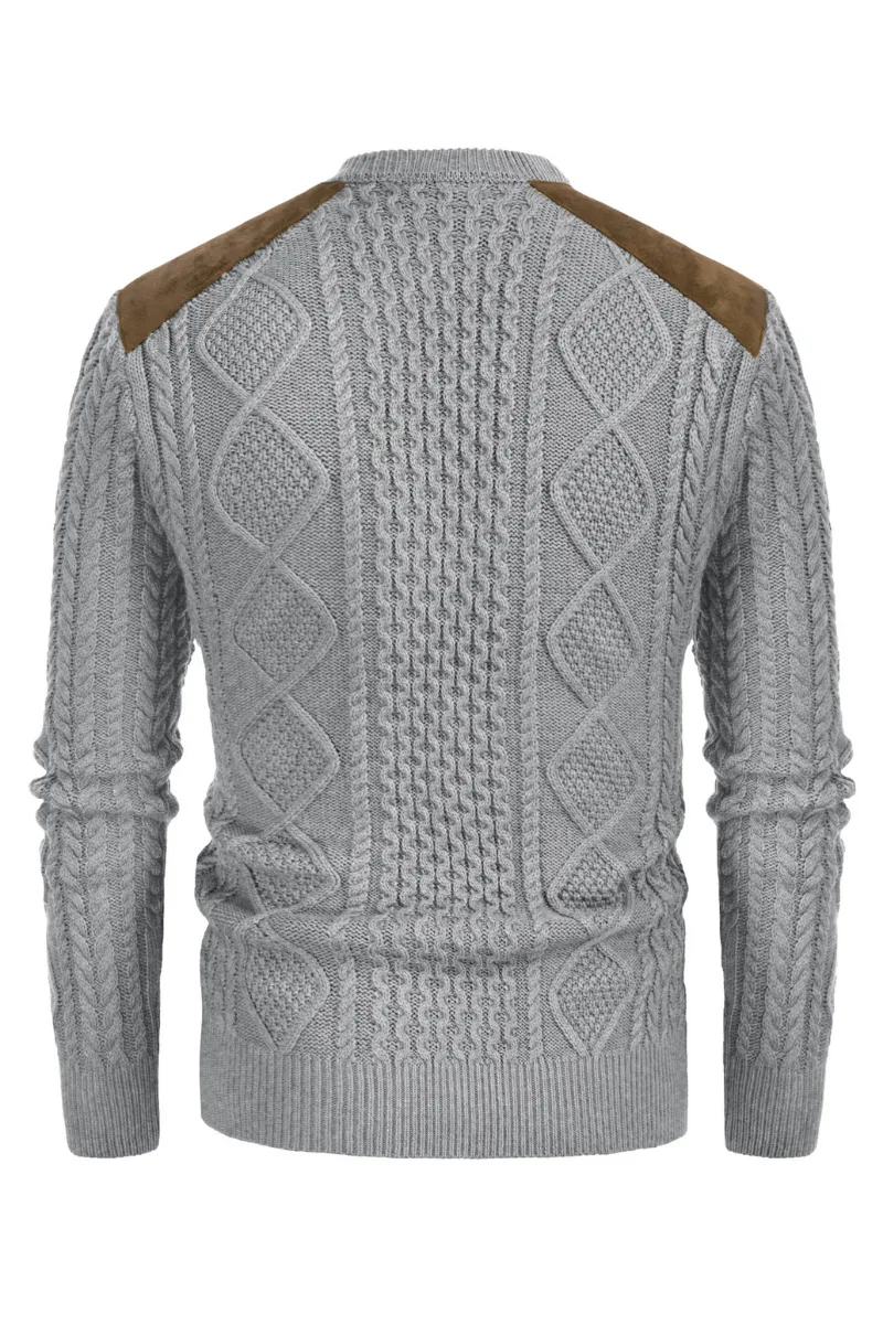 Men's Military Pullover Sweater Crewneck Vintage Cable Knit Casual Sweater