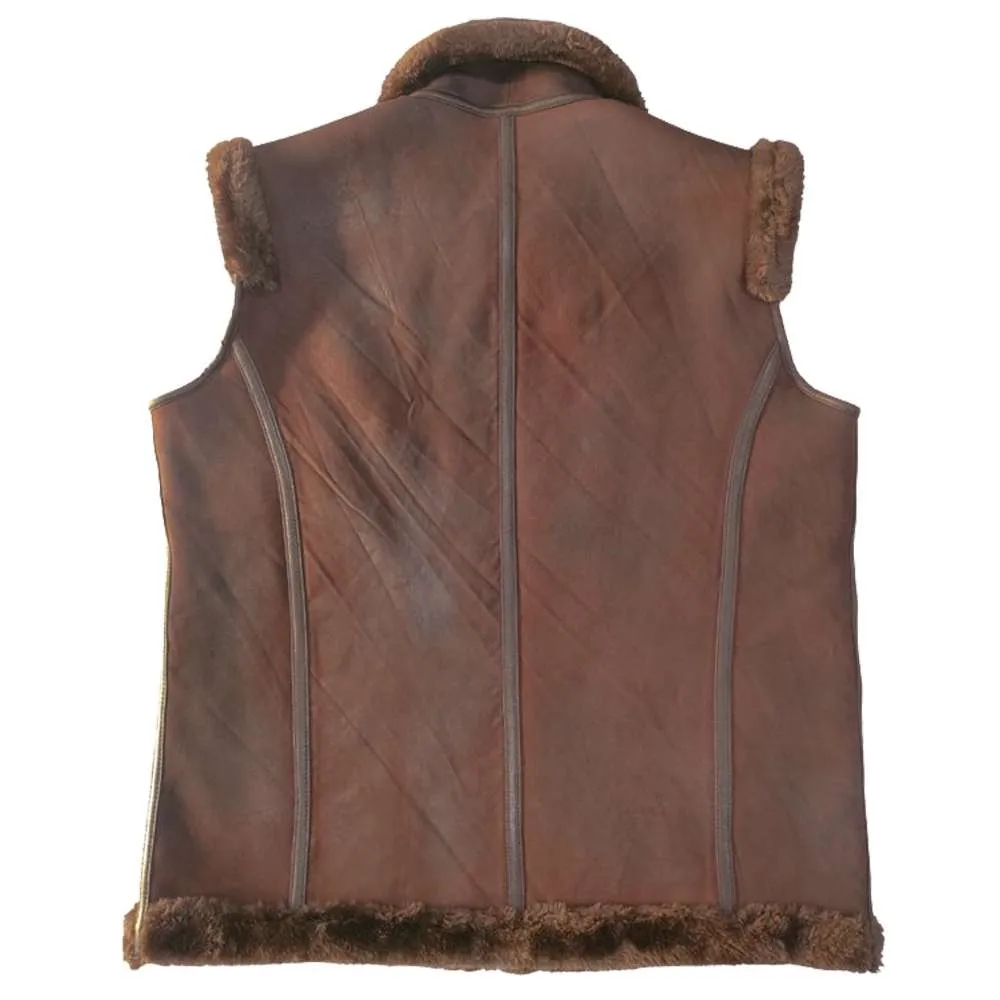 Men's Shearling Leather Bomber Vest