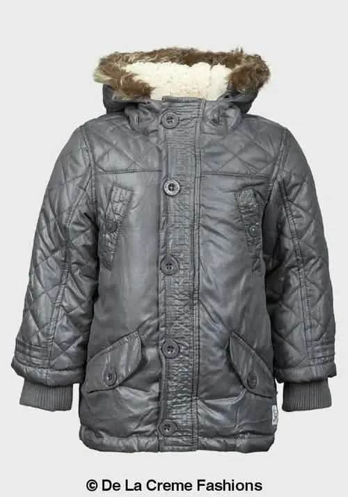 Minoti Boys Quilted Faux Fur Hooded Puffa Jacket - Stylish Winter Coat