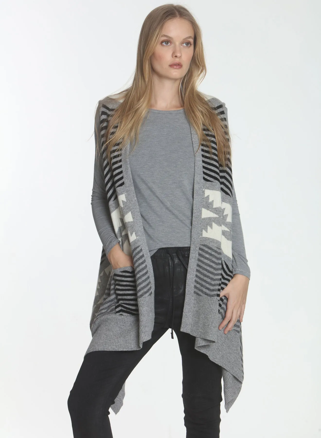 Navajo Wrap Vest - Grey