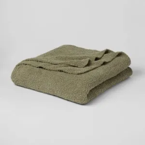 New - King Cozy Chenille Bed Blanket Restful Green - Threshold: Midweight, Knitted, Machine Washable, Reversible