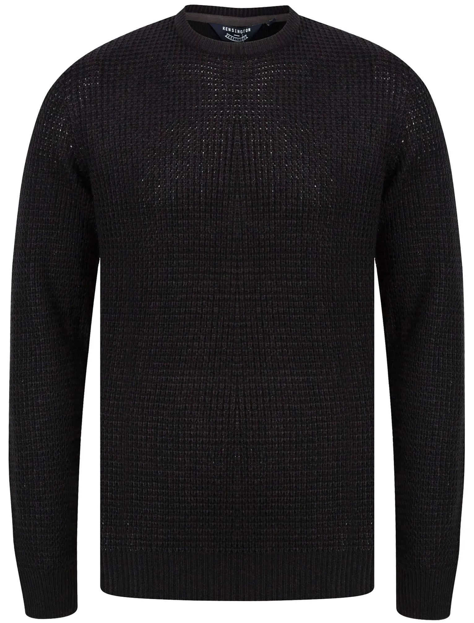 Olney Crew Neck Waffle Knit Jumper in Black - Kensington Eastside