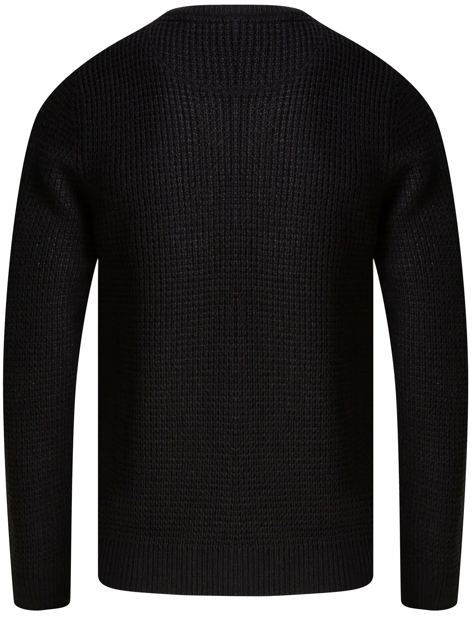 Olney Crew Neck Waffle Knit Jumper in Black - Kensington Eastside