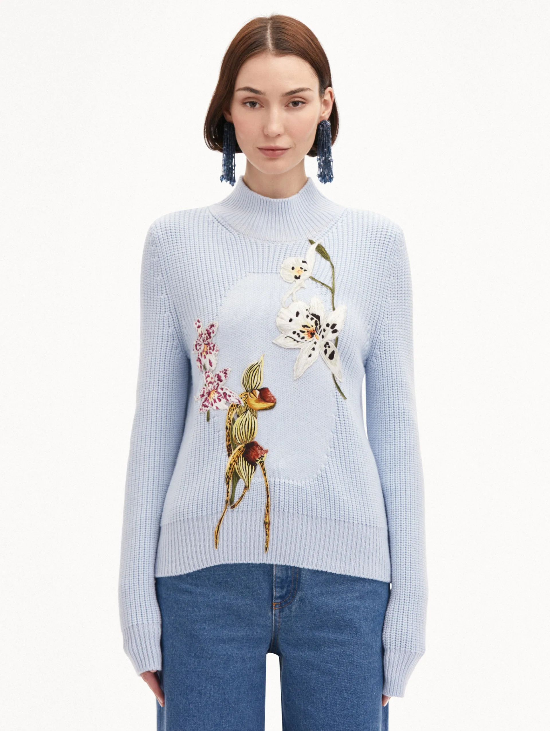 Orchid Embroidered Portrait Pullover