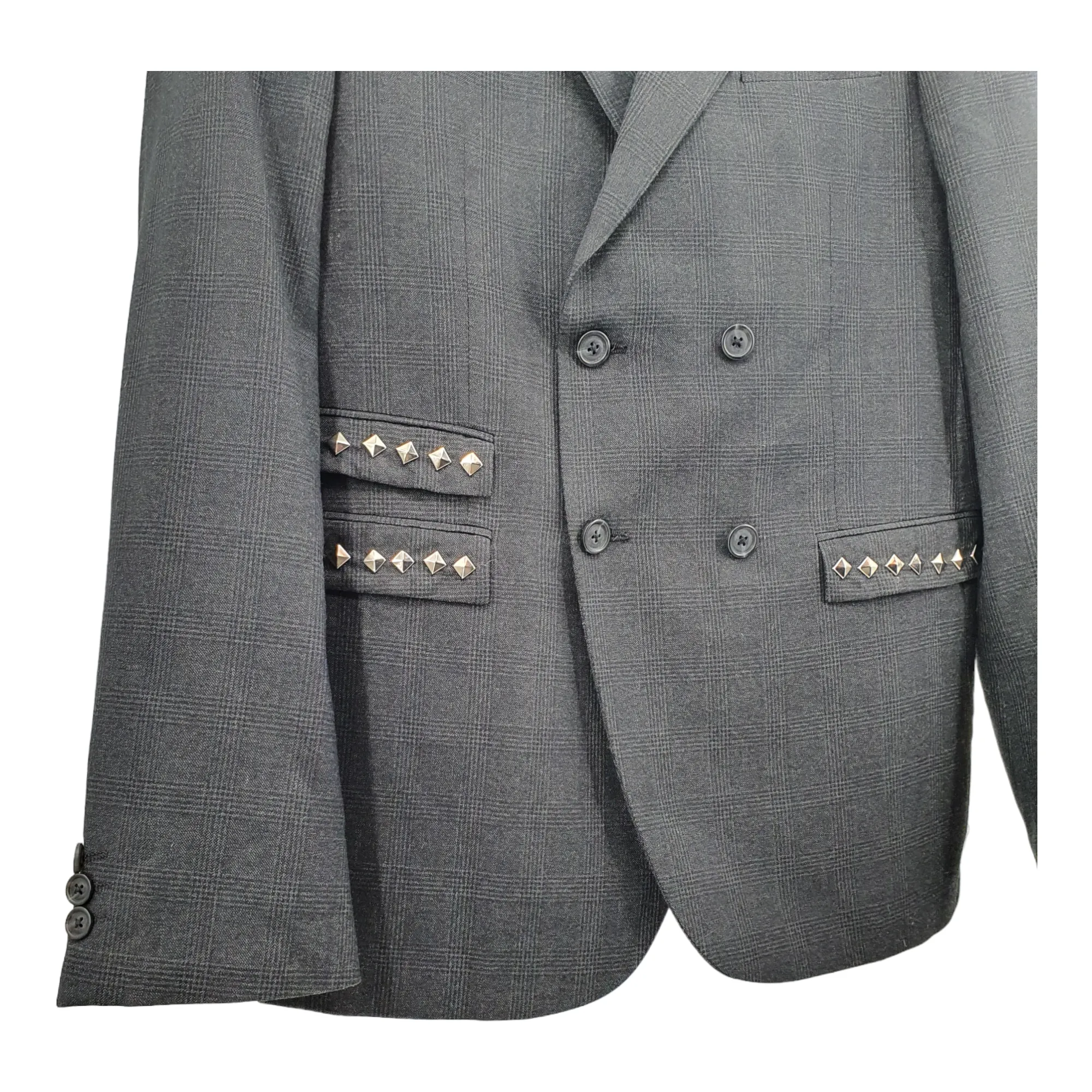 Re-Fashionedn Studded Grey Check Blazer 42"