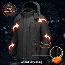 Romano nx Canada Men's 100% Waterproof Ski Jacket Warm Winter Canadian Snow Coat Mountain Windbreaker Hooded Raincoat Snowboarding Jacket with Hood for Minus Degree