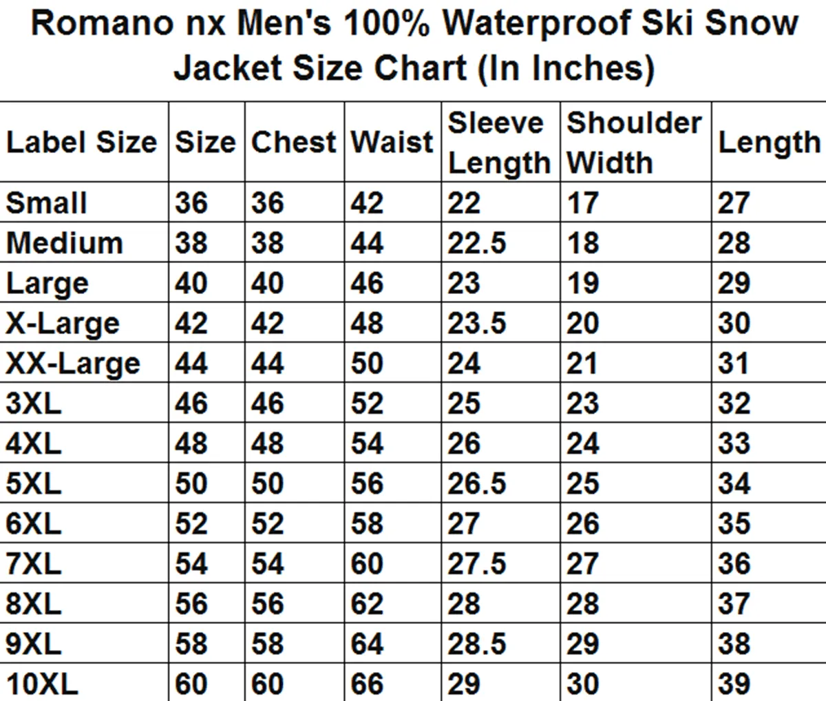 Romano nx Canada Men's 100% Waterproof Ski Jacket Warm Winter Canadian Snow Coat Mountain Windbreaker Hooded Raincoat Snowboarding Jacket with Hood for Minus Degree