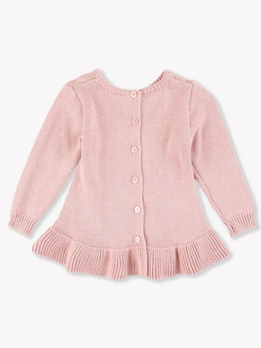 Ruffle Hem Cable Knit Sweater