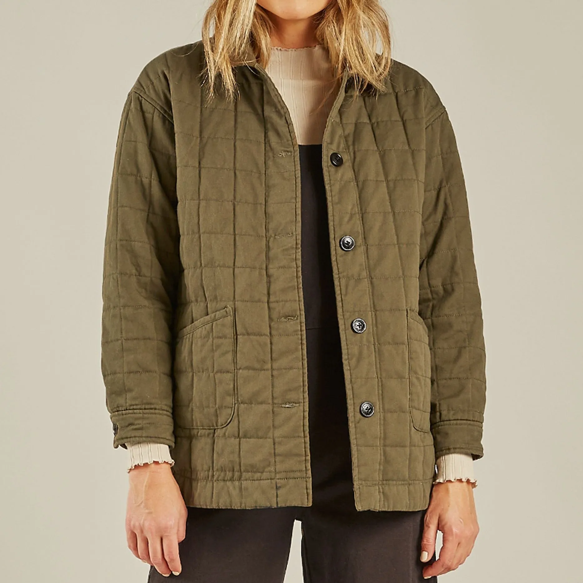 Rylee   Cru Quilted Chore Jacket - Olive