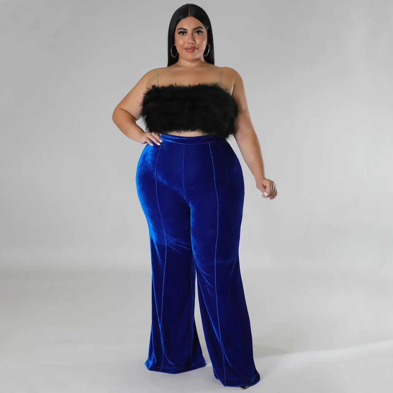 Sexy Plus Size Velvet High Waist Casual Pants