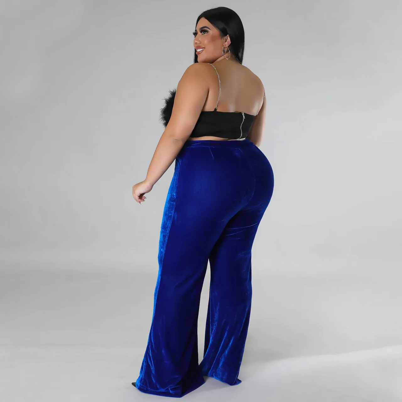 Sexy Plus Size Velvet High Waist Casual Pants