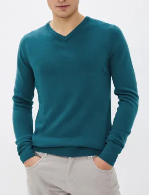 Silvo Soft Cashmillon V Neck Jumper In Kingfisher Blue - Kensington Eastside