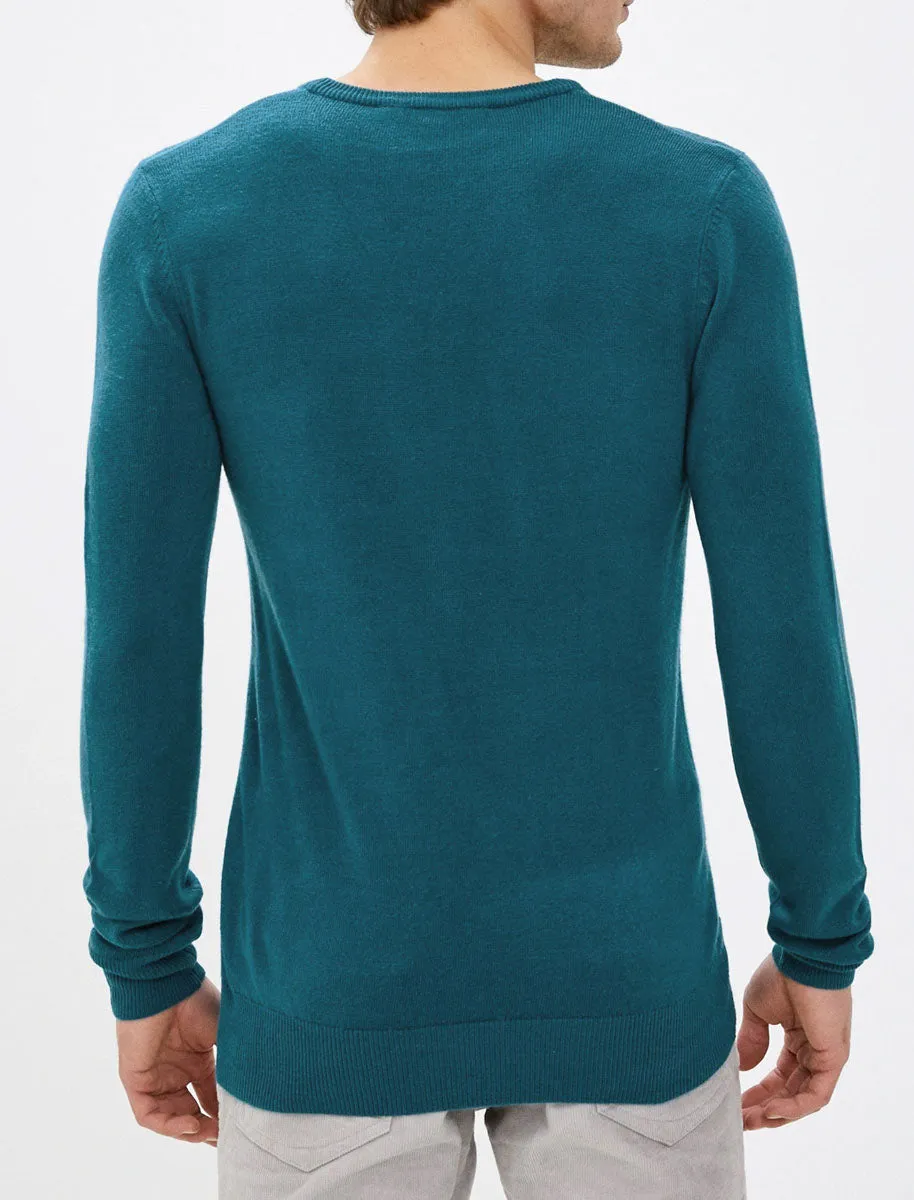 Silvo Soft Cashmillon V Neck Jumper In Kingfisher Blue - Kensington Eastside