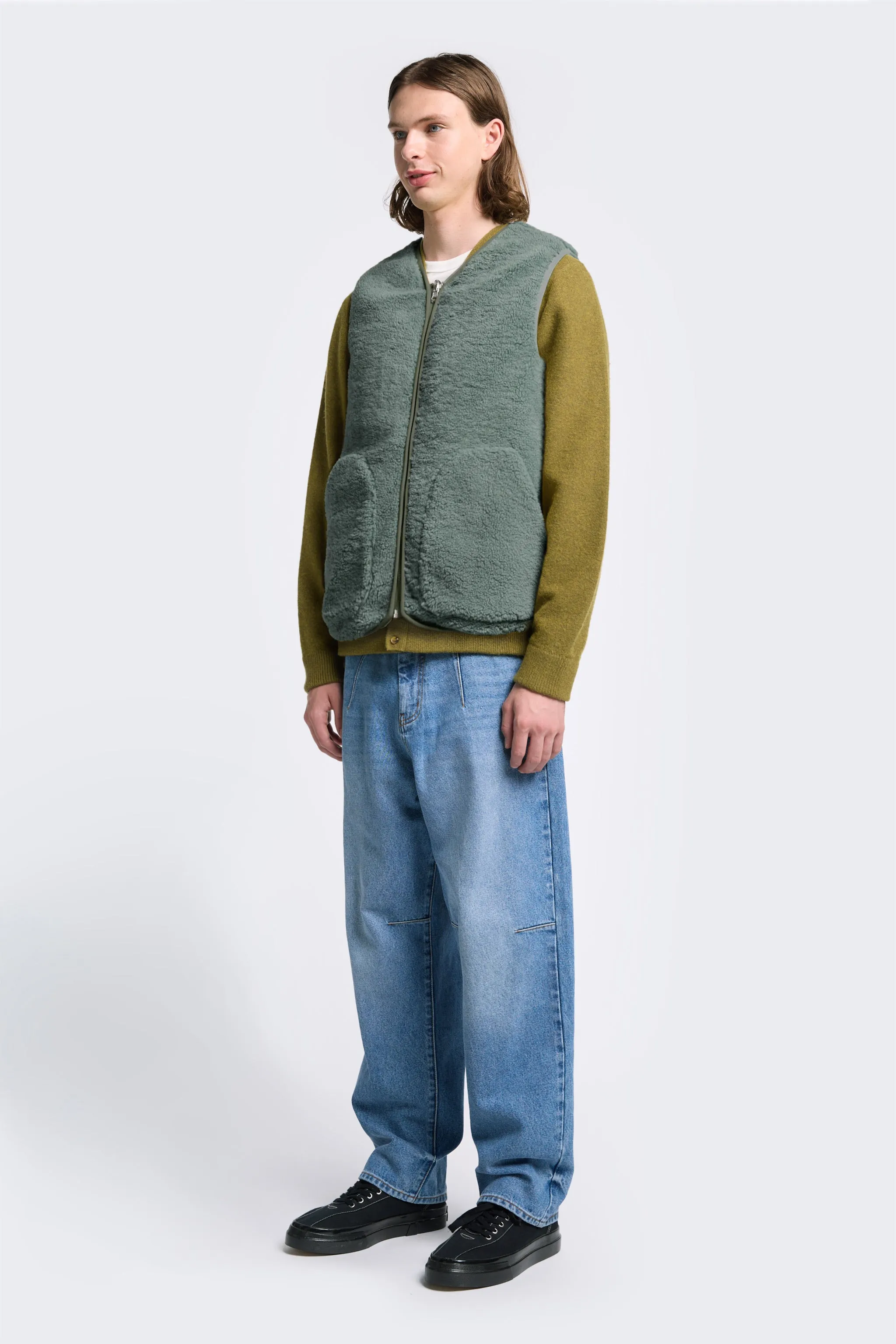 Site Shearling Vest Petrol Green