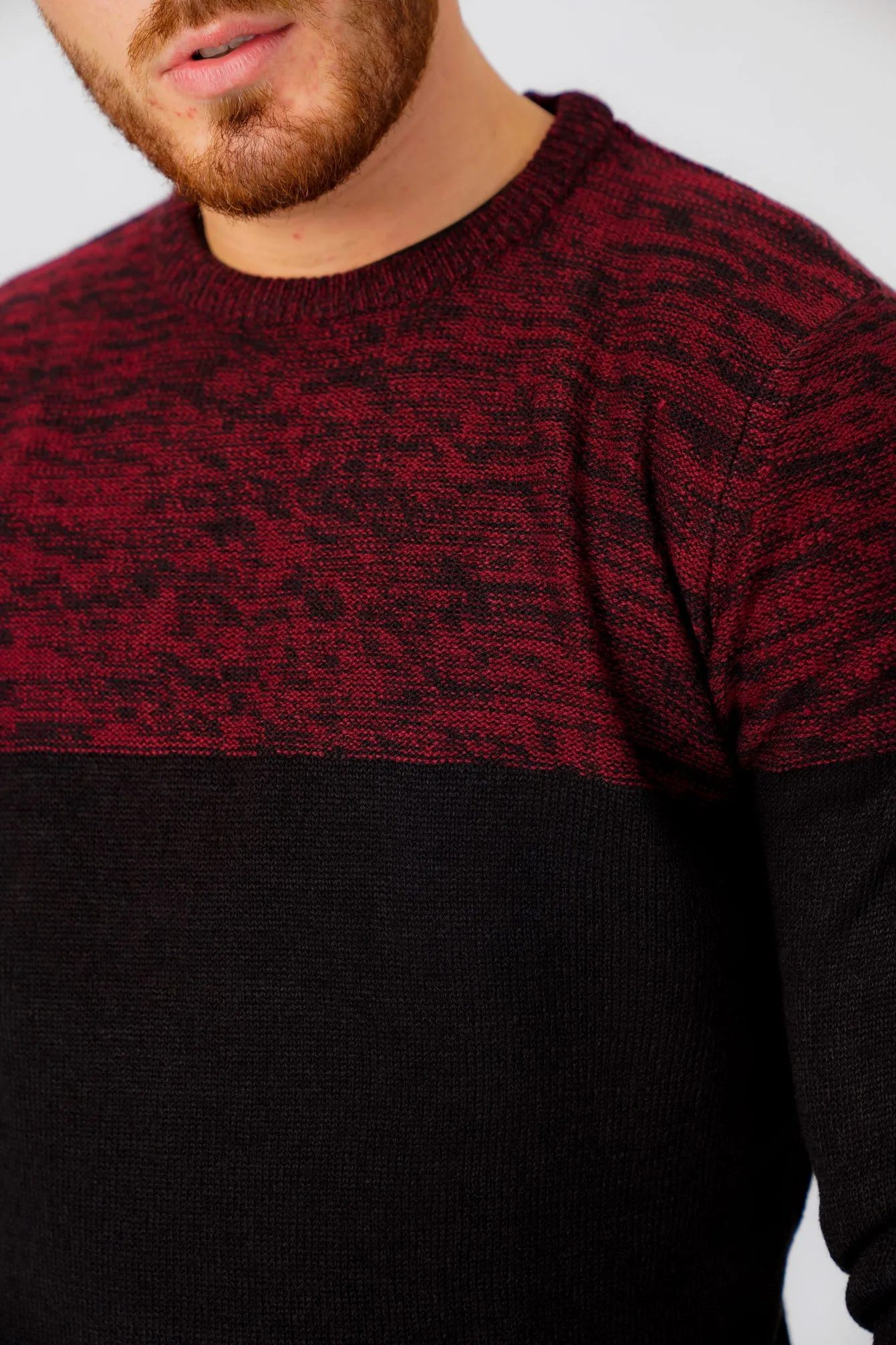 Squirrel Colour Block Knitted Jumper in Oxblood / Black Twist - Kensington Eastside