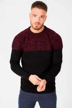 Squirrel Colour Block Knitted Jumper in Oxblood / Black Twist - Kensington Eastside