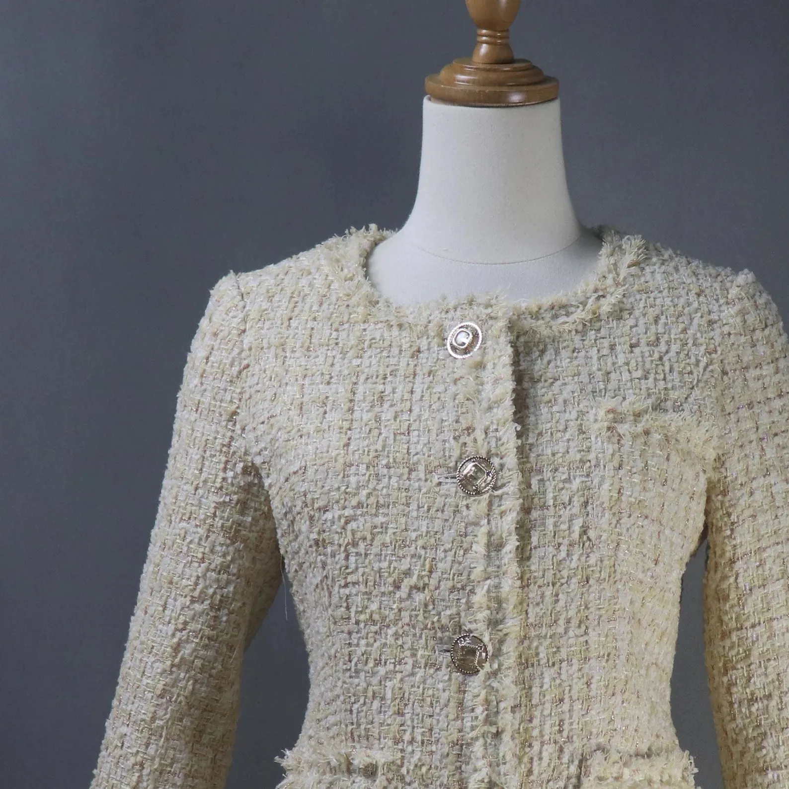 Tailor Made Sparkle Threads Tweed Light Beige Jacket Coat Blazer   Skirt / Shorts/ Trousers Suit