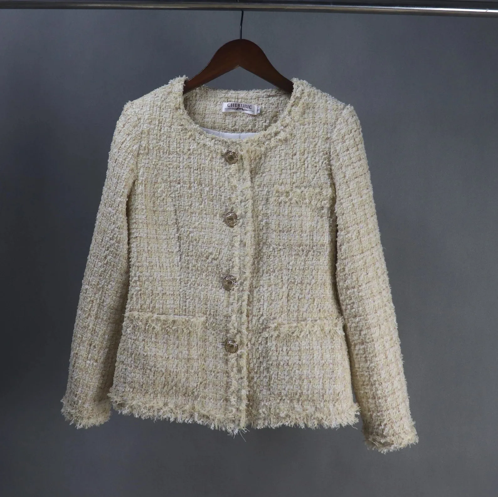 Tailor Made Sparkle Threads Tweed Light Beige Jacket Coat Blazer   Skirt / Shorts/ Trousers Suit