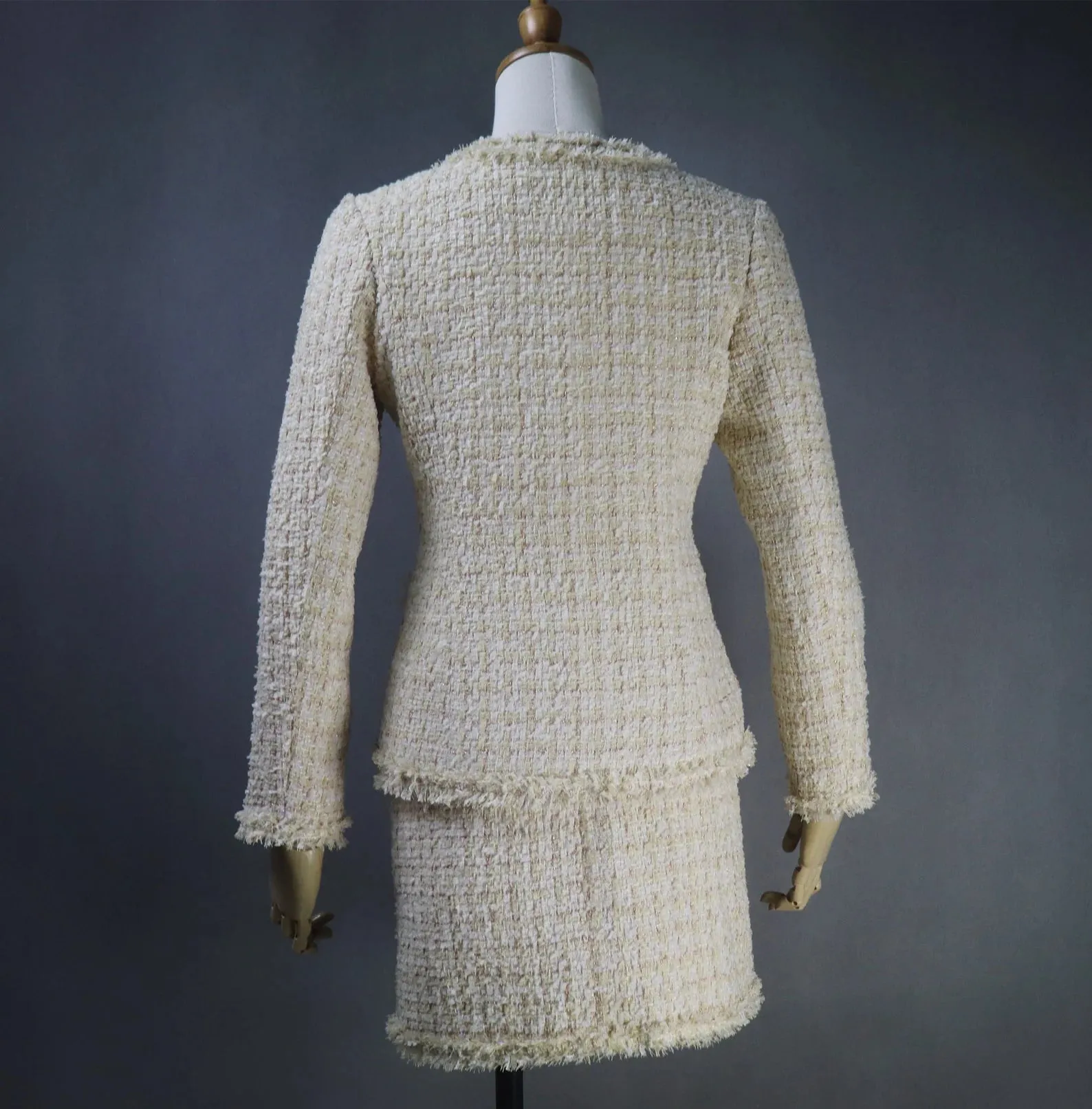 Tailor Made Sparkle Threads Tweed Light Beige Jacket Coat Blazer   Skirt / Shorts/ Trousers Suit