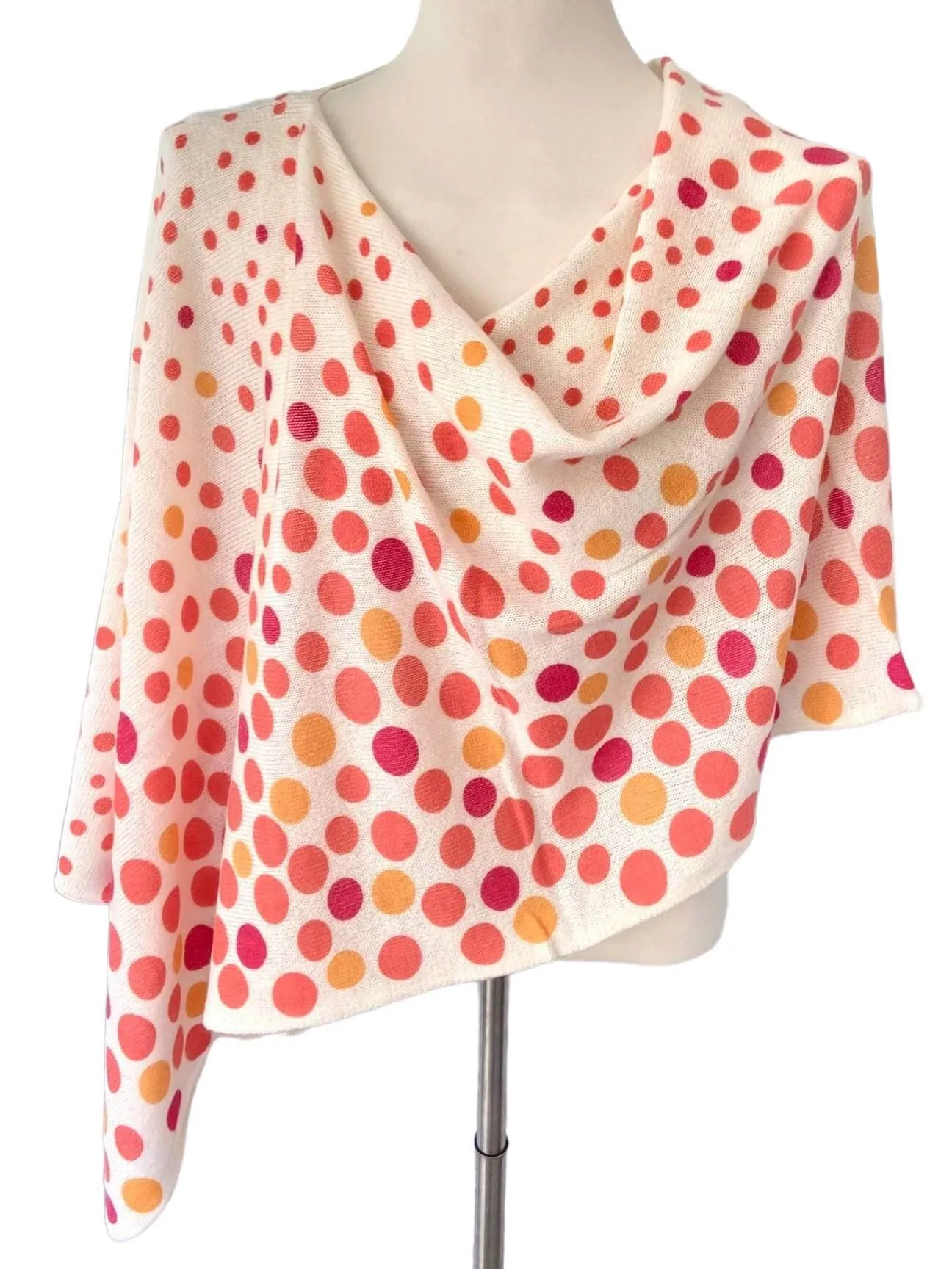 Warm Spring Orange Polka Dot Cashmere Poncho