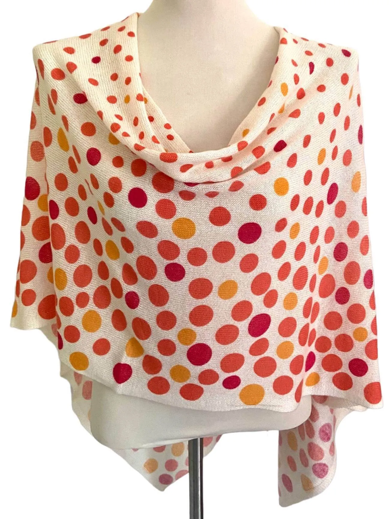 Warm Spring Orange Polka Dot Cashmere Poncho