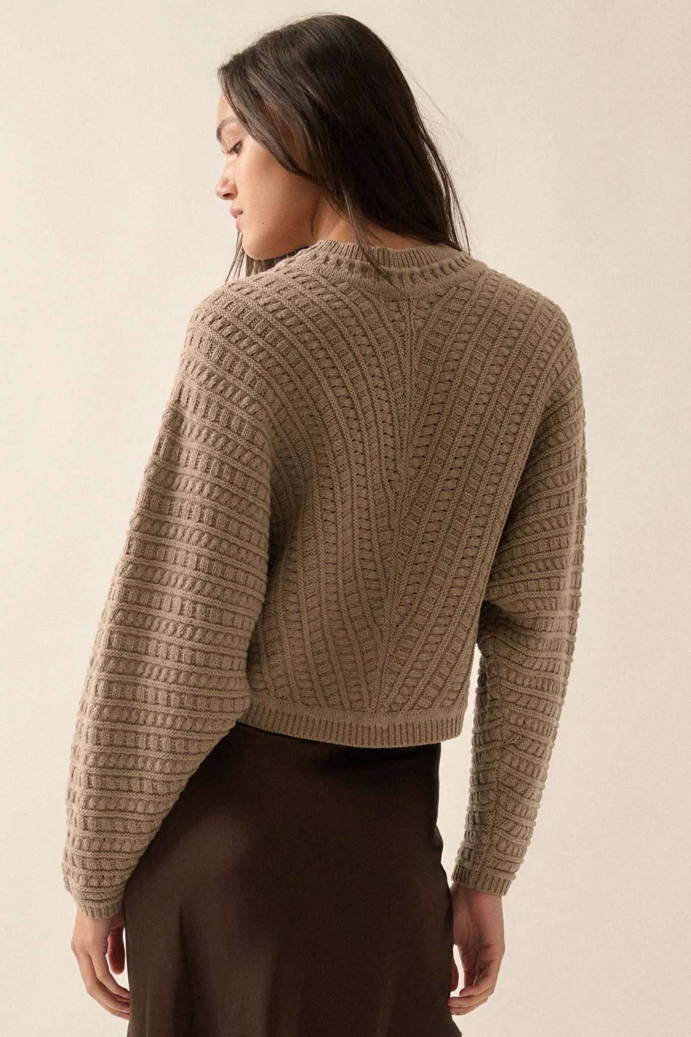 Warm Wishes Pointelle Cable Knit Dolman Sweater